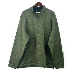 Wrangler Authentic Quarter Zip Sweater Olive Fleece Men 2XL Long Sleeve Pullover